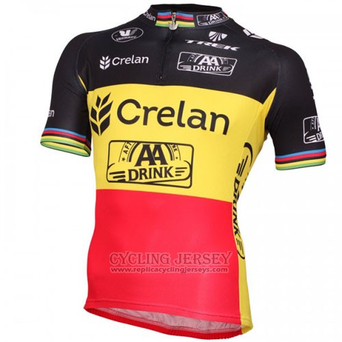 2016 Cycling Jersey Crelan AA Black and Yellow Short Sleeve and Bib Short